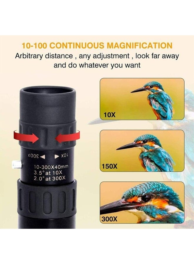 Generic 10-300x40 Zoom Portable Telescope  Metal Monocular Long Range Binoculars Powerful Professional HD For Hunting Travel - Image 5