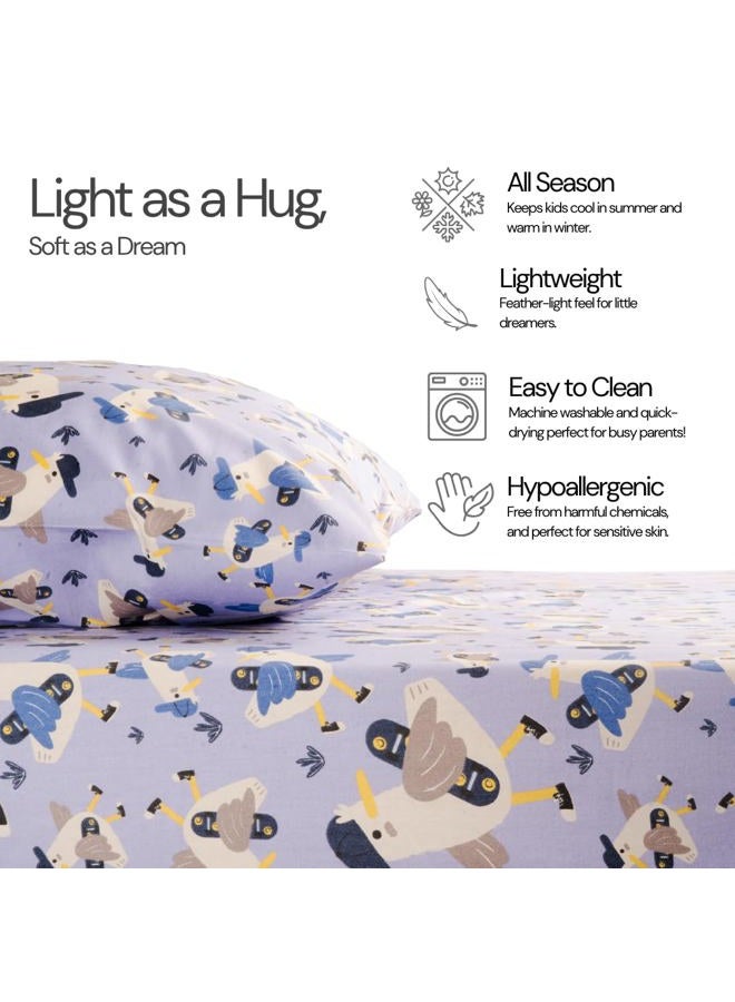 Salt Earth 100% Cotton 210TC Kids Bedsheet, Twin Fitted Sheet, Toddler Bed, 2 Piece Bedding Set- 1 Fitted Sheet and 1 Pillowcase, Themed Toddler Bed Sheets, Cute Sheets for Kids Bed (Duck) - Image 3