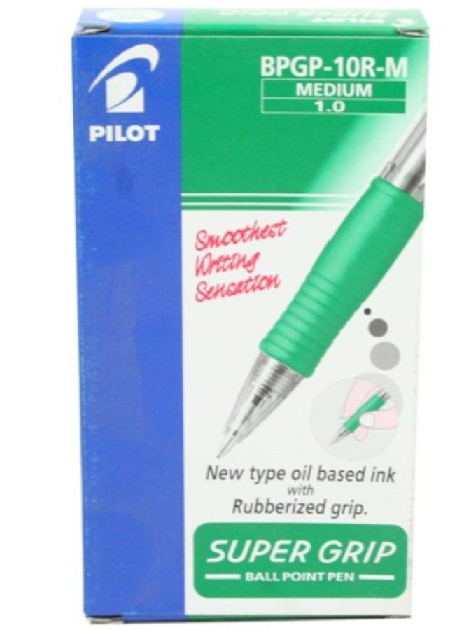 Pilot Super Grip Dry Gel Pen, Green 1.0, 12 Pens - Image 1