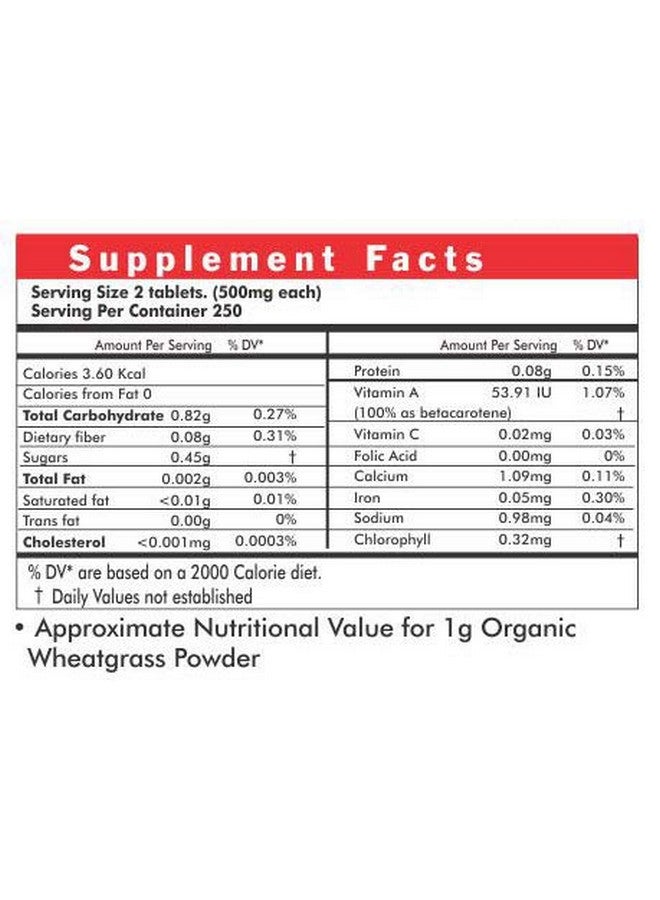 Way2Herbal Certified Organic Wheatgrass Tablets (900 Count Pack of 1) - Image 3