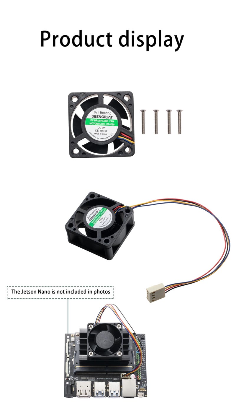 XICOOLEE DC5V Cooling Fan for Jetson Nano, 40mm, PWM Adjustable Speed, 7500 RPM, 0.20m/min Airflow, 4-Pin Connector, Compatible with Single-Board Computer & Embedded System - Image 2