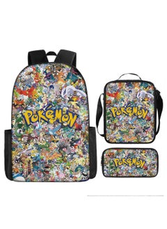 Pikachu New Cartoon Anime Student Backpack Three-Piece Set 29*42*16cm 