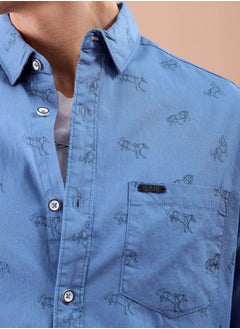 The Indian Garage Co Men Slim Fit Graphic Print Full Sleeves Spread Collar Casual Shirt  - Image 4
