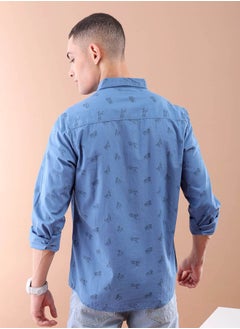 The Indian Garage Co Men Slim Fit Graphic Print Full Sleeves Spread Collar Casual Shirt  - Image 2