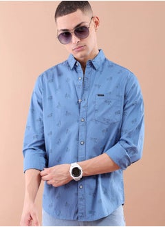 The Indian Garage Co Men Slim Fit Graphic Print Full Sleeves Spread Collar Casual Shirt  - Image 1