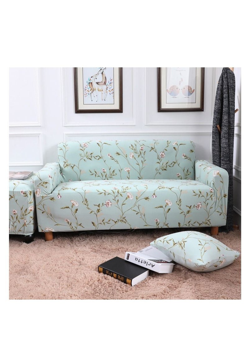 Y&D 2-Seater Exquisitely Floarl Designed Wrinkle-free Anti-slip 360-degree Full Coverage Sofa Slipcover  Length Stretch From 145 To 185cm - Image 1