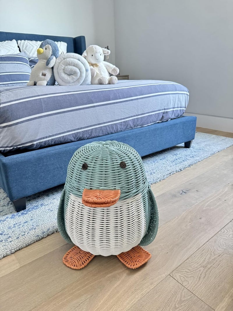 Kouboo KOUBOO Wicker Penguin MultiColor Storage Basket Blue and White  - Image 3