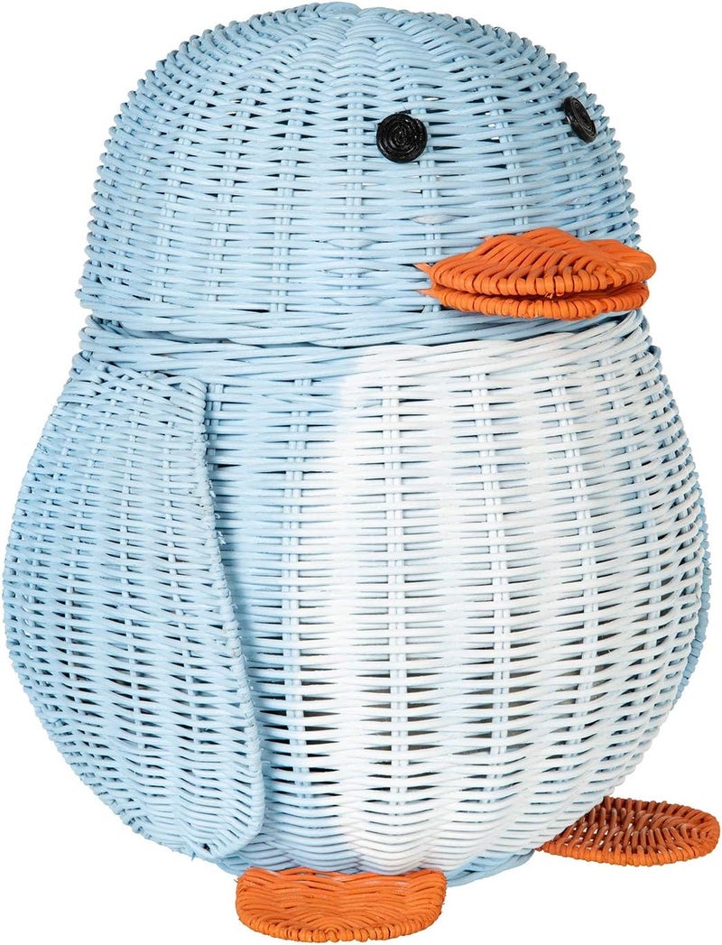 Kouboo KOUBOO Wicker Penguin MultiColor Storage Basket Blue and White  - Image 1