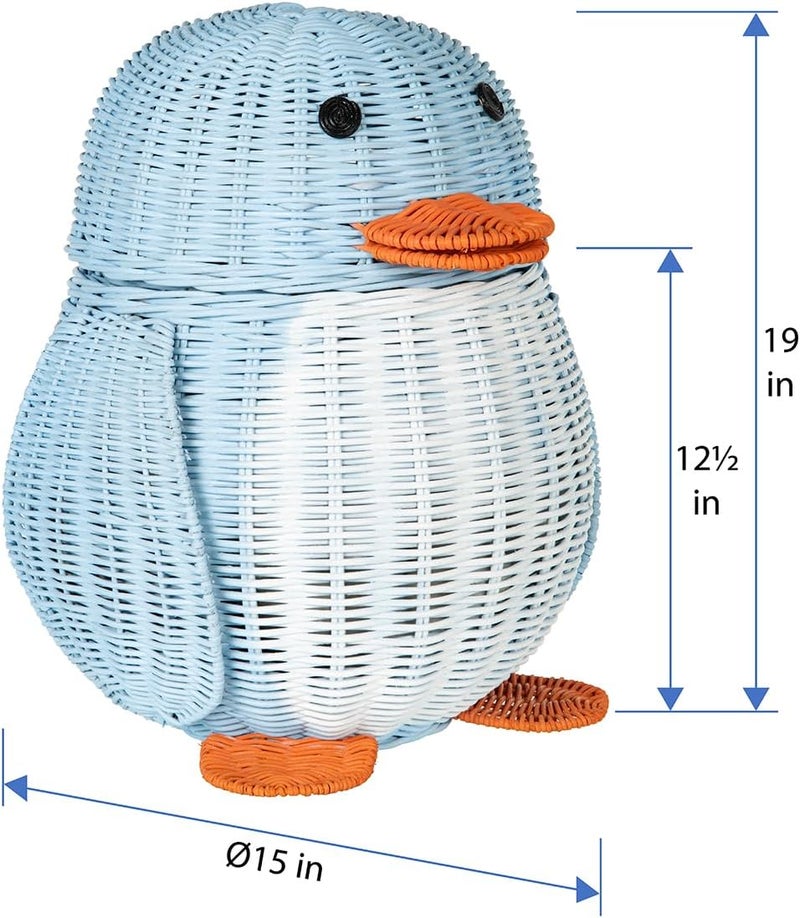 Kouboo KOUBOO Wicker Penguin MultiColor Storage Basket Blue and White  - Image 5