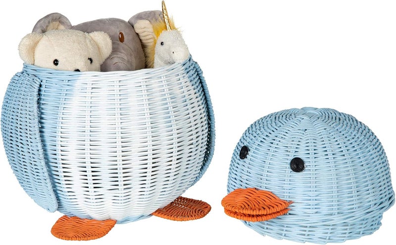 Kouboo KOUBOO Wicker Penguin MultiColor Storage Basket Blue and White  - Image 4