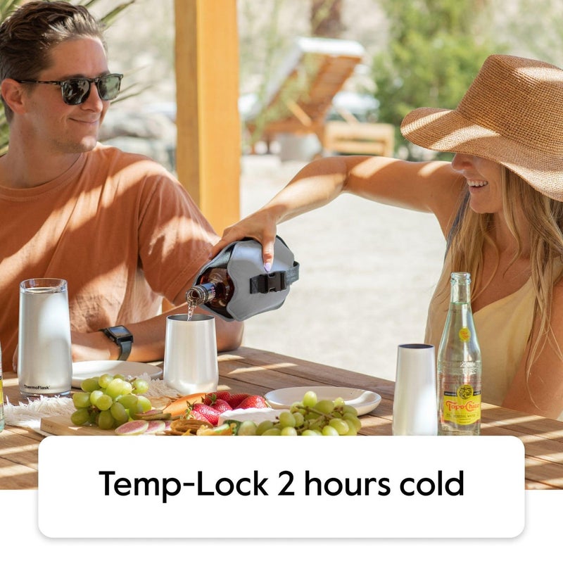 ThermoFlask Wine Bottle Travel Holder and Cooler, Premium Quality, Ice Gray - Image 3