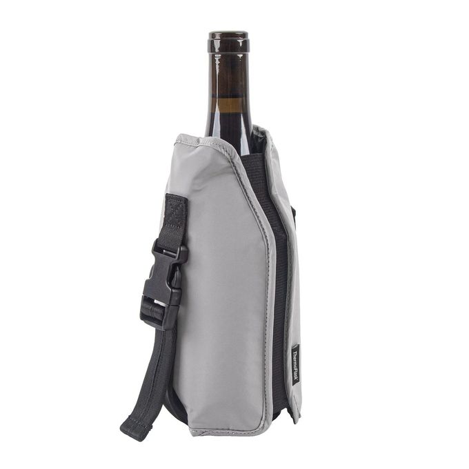 ThermoFlask Wine Bottle Travel Holder and Cooler, Premium Quality, Ice Gray - Image 1