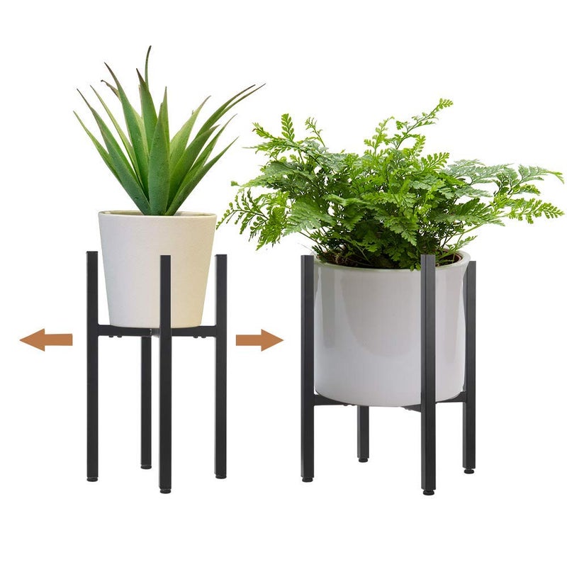 YueTong 2 Pack Metal Plant Stand Indoor with Adjustable Width Fits 8 to 12 Inch PotsMidCentury Flower Holder for Corner DisplayBlackPlanter and Pot Not Included