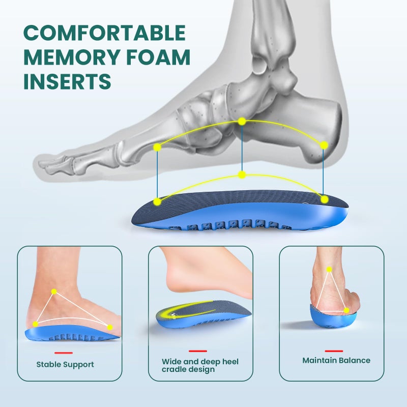 Welnove Memory Foam Heel Insert,Achilles Tendonitis Insoles for Heel Pain - Shock Absorption & Extra Cushioning Comfort Heel Inserts for Work Boot for Heel Spur Relief,3/4 Length,Women 6-10 Men 5-8 - Image 4
