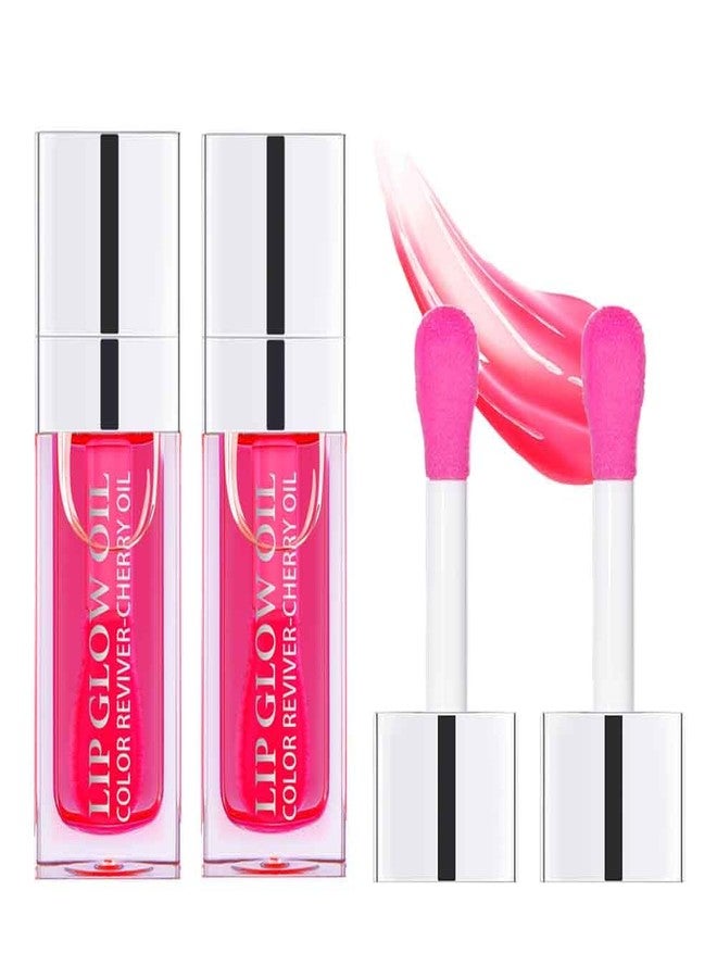Fovcos Hydrating Lip Glow Oil, Moisturizing Lip Glow Oil, Lip Plumper Gloss, Transparent Lip Gloss, Lip Oil, Plumping Lip Oil, Lip Balm, Tinted Lip Balm Lip Care (2PCS Cherry) - Image 1