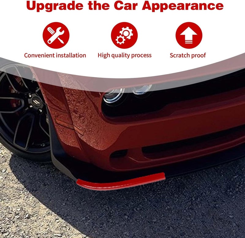 PDKLIN Front Bumper Lip Splitter Protector Cover Trim for 2015-2023 Dodge Challenger SXT GT R/T Scat Pack - Red - Image 5