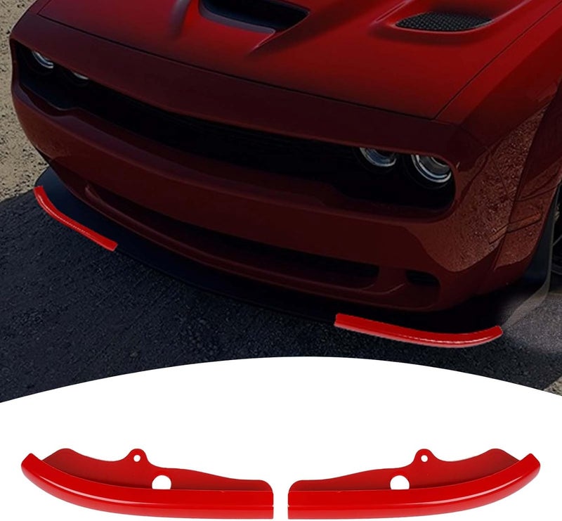 PDKLIN Front Bumper Lip Splitter Protector Cover Trim for 2015-2023 Dodge Challenger SXT GT R/T Scat Pack - Red - Image 1