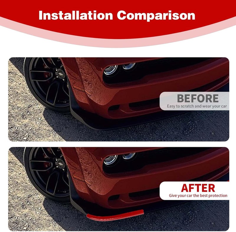 PDKLIN Front Bumper Lip Splitter Protector Cover Trim for 2015-2023 Dodge Challenger SXT GT R/T Scat Pack - Red - Image 3