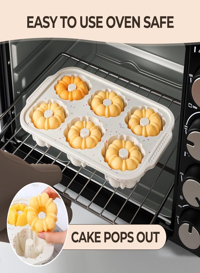 FUNBAKY Mini Bundt Cake Pans for Baking, 2Pcs Silicone 6-Cavity Fluted Tube Cake Pan with Metal Reinforced Frame, Nonstick Baking Molds for Cupcake, Brownie, Donuts, Cornbread, Jello - Image 5