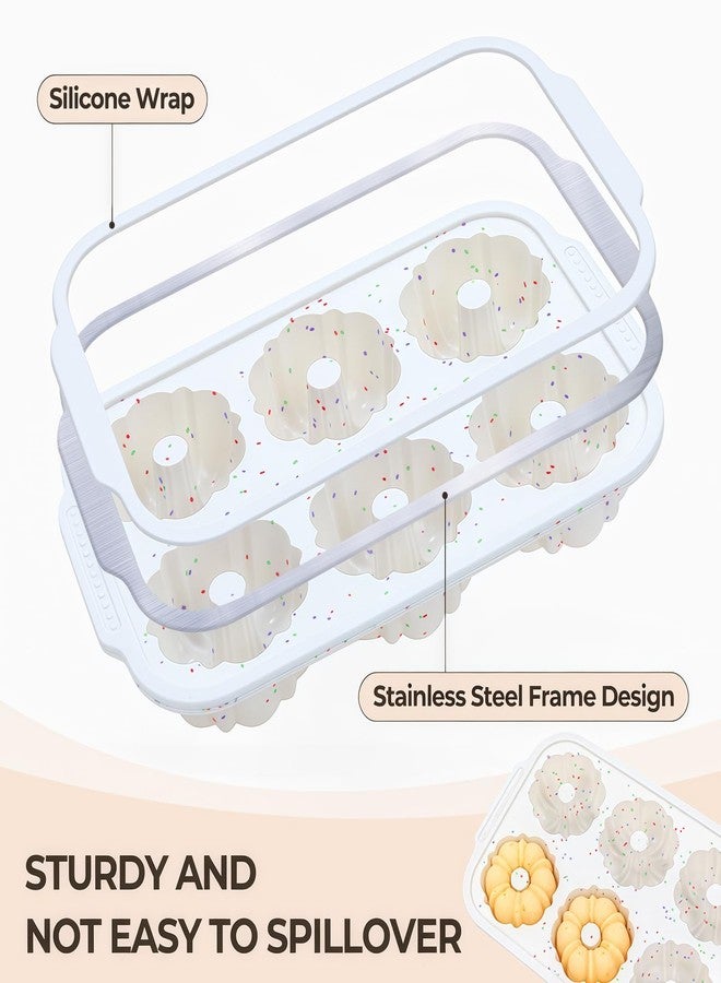 FUNBAKY Mini Bundt Cake Pans for Baking, 2Pcs Silicone 6-Cavity Fluted Tube Cake Pan with Metal Reinforced Frame, Nonstick Baking Molds for Cupcake, Brownie, Donuts, Cornbread, Jello - Image 4