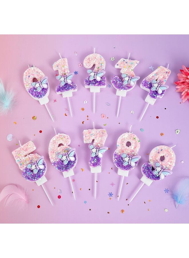 Pink and Purple Gradient Birthday Candles with erfly Topper, Perfect erfly-Themed Cake Decorations for Girls' Parties and Anniversaries (Number 4) - Image 5