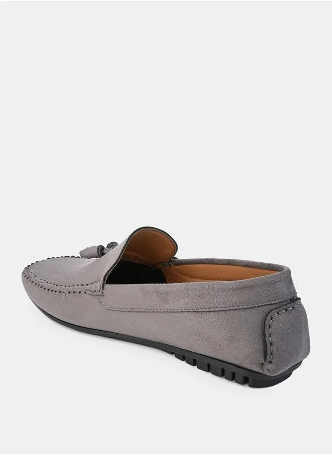 Styli Embroidered Trim Tassel Loafers