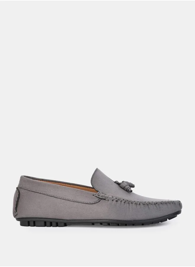 Styli Embroidered Trim Tassel Loafers