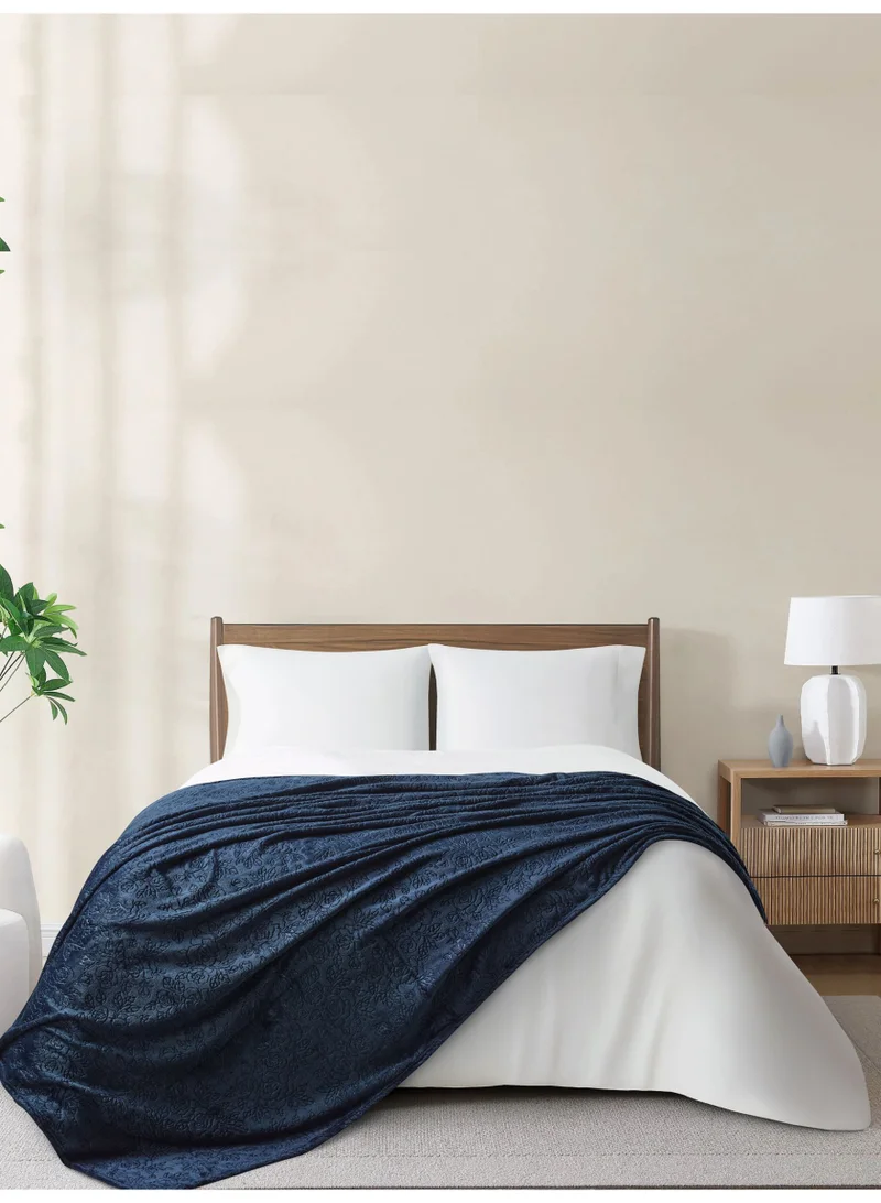 Donetella Fleece Blanket, King Size 210x240 cm, 350 GSM, Floral Texture - Lightweight Ultra Soft & Warm Solid Throw Blanket, Cozy for Sofa, Bed & Couch