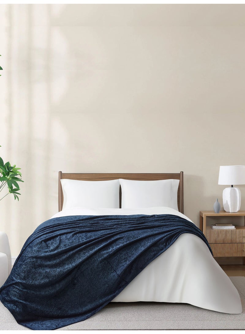 Donetella Fleece Blanket, King Size 210x240 cm, 350 GSM, Floral Texture - Lightweight Ultra Soft & Warm Solid Throw Blanket, Cozy for Sofa, Bed & Couch  - Image 1