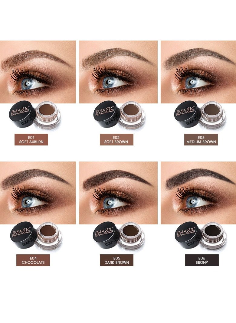 IMAGIC - IMAGIC 6-Color Eyebrow Gel Kit with 2-in-1 Brush | Waterproof, Long-Lasting Brow Gel for Perfectly Defined Brows (Soft Brown) - Image 1