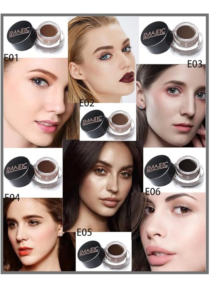 IMAGIC - IMAGIC 6-Color Eyebrow Gel Kit with 2-in-1 Brush | Waterproof, Long-Lasting Brow Gel for Perfectly Defined Brows (Soft Brown) - Image 1