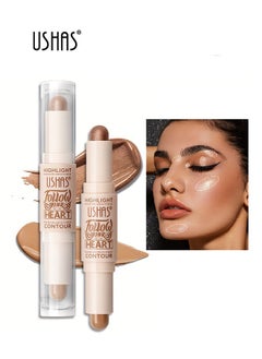 Ushas High Light & Contour Stick ,2 in 1 Outline Concealer Stick, Natural Bright Powder, Waterproof And Sweat Proof, Cover Up Small Flaws, Decorate The Face, And Create A Natural Appearance(＃02)  - Image 1
