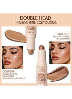 Ushas High Light & Contour Stick ,2 in 1 Outline Concealer Stick, Natural Bright Powder, Waterproof And Sweat Proof, Cover Up Small Flaws, Decorate The Face, And Create A Natural Appearance(＃02)  - Image 3