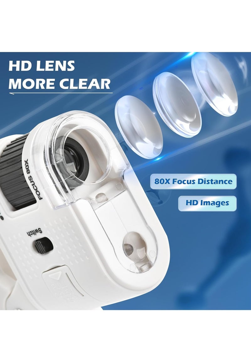 Excefore ميكروسكوب جيب للأطفال،2280x تكبير مزود بإضاءة LED، ميكروسكوب محمول باليد، للطلاب في مختبر العلوم، تعليم STEM واستكشاف  - Image 2