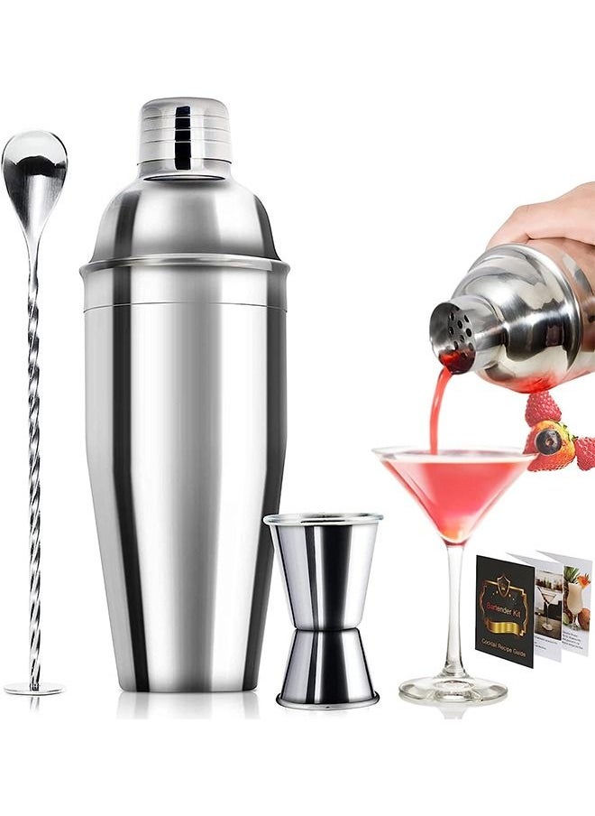 Arabest - Cocktail Shaker Set, Professional 750ml Stainless Steel Mixer Drink Shaker Martini Shaker with Built-in Drink, Measuring Jigger, Mixing Spoon, Drink Recipe Guide, Bartender Kit for Home (3) - Image 1