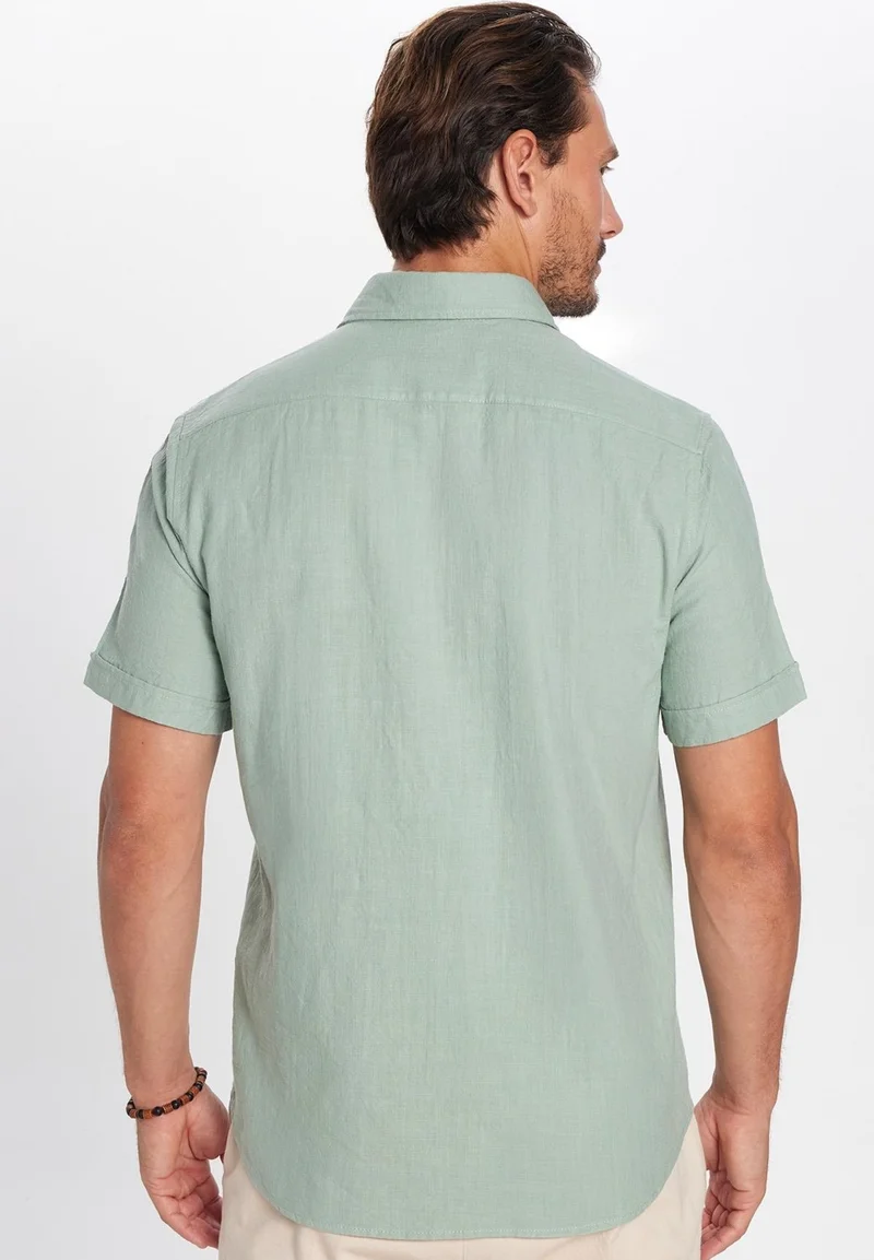 تودورس Classic Fit Short Sleeve Linen Cotton Men's Shirt with Pockets
