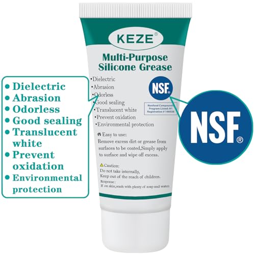 KEZE Silicone Grease Automotive PTFE Lubricant Sliding Glass Door Grease Tube 92003 Lube for Plumbing Faucet O Rings Plastic Parts Water Filter Window Track Rail 1 oz 2-Tube - Image 2