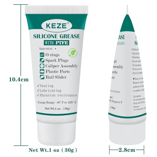KEZE Silicone Grease Automotive PTFE Lubricant Sliding Glass Door Grease Tube 92003 Lube for Plumbing Faucet O Rings Plastic Parts Water Filter Window Track Rail 1 oz 2-Tube - Image 3