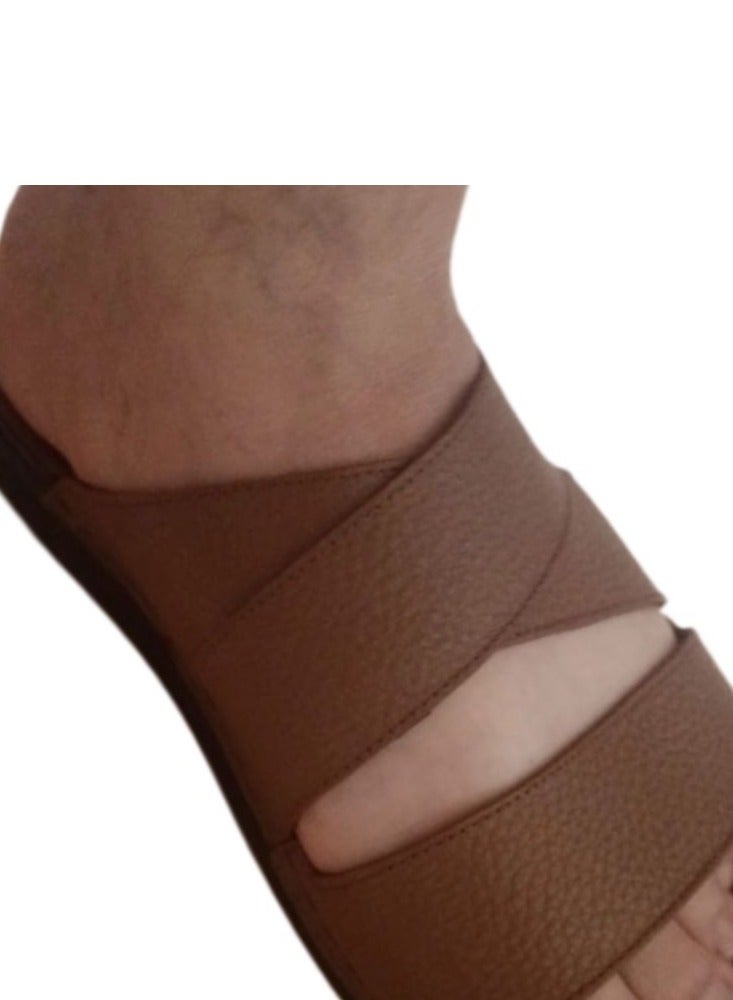Hand Made "Men's Natural Leather Slippers; Handmade Men's Natural Leather Sandals with Leather Sole and Orthopedic Insole, Suitable for Those Suffering from Foot Pain-Light Brown - Image 2