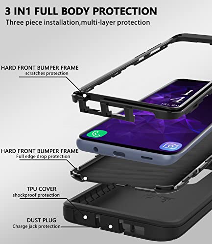 Guirble Shockproof Protective Case for Samsung Galaxy S9 Plus, 6.2 Inch (Black) - Image 2