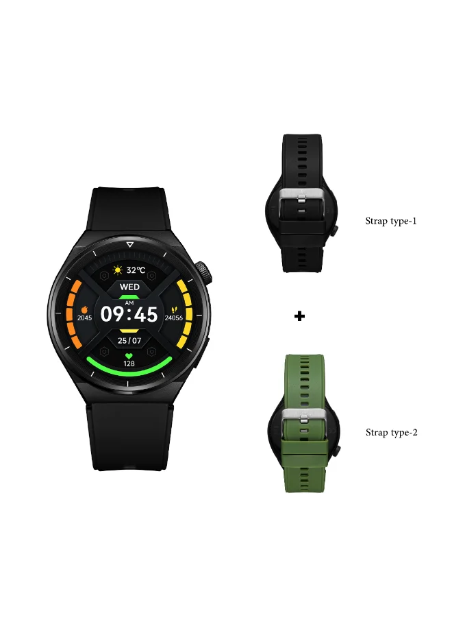 كينيث سكوت Kenneth Scott KG10X-XSBBH Unisex Smart Display Watch & Silicone Strap Black & Olive Green