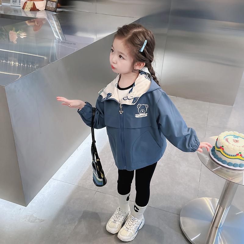 Girls' Reversible Spring & Fall Jackets Small And Medium-Sized Kidsren'S Spring Windbreaker Short Jackets - Image 3