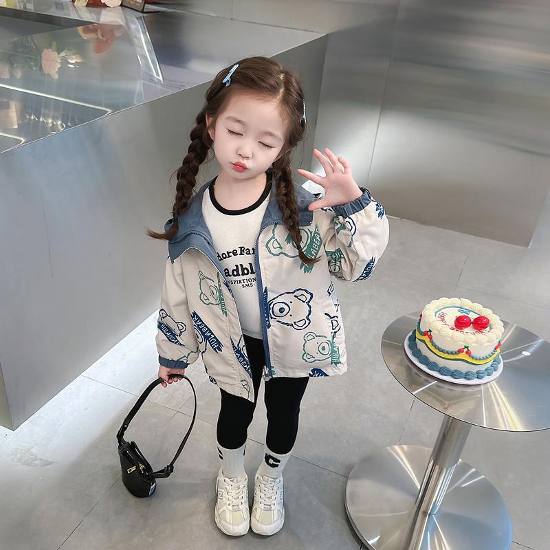 Girls' Reversible Spring & Fall Jackets Small And Medium-Sized Kidsren'S Spring Windbreaker Short Jackets - Image 4