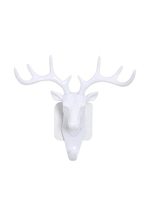 Agabani Agabani Deer Head Hanging Hook Self Adhesive Wall Door Hook Hanger Bag Keys Sticky Holder White  - Image 1