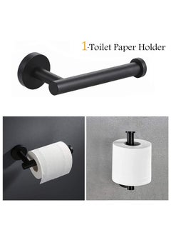 Generic Matte Black SUS 304 Stainless Steel Bathroom Accessories Set - Wall Mounted Toilet Paper Holder & 2 Robe Hooks, 3 Pieces  - Image 1