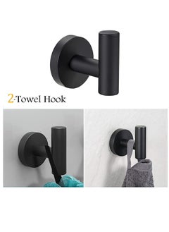 Generic Matte Black SUS 304 Stainless Steel Bathroom Accessories Set - Wall Mounted Toilet Paper Holder & 2 Robe Hooks, 3 Pieces  - Image 3