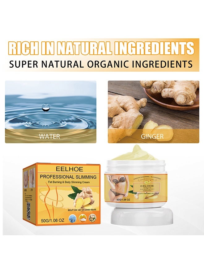 EELHOE Fat Burning & Body Slimming Cream - Ginger Anti Cellulite Hot Cream, Navel Arm Leg Belly Ginger Fat Burning Cream, Body Sculpting Cellulite Workout Cream, Weight Loss Skin Firming Moisturizing Massage Gel for Cellulite, Soothing, Relaxi - Image 2