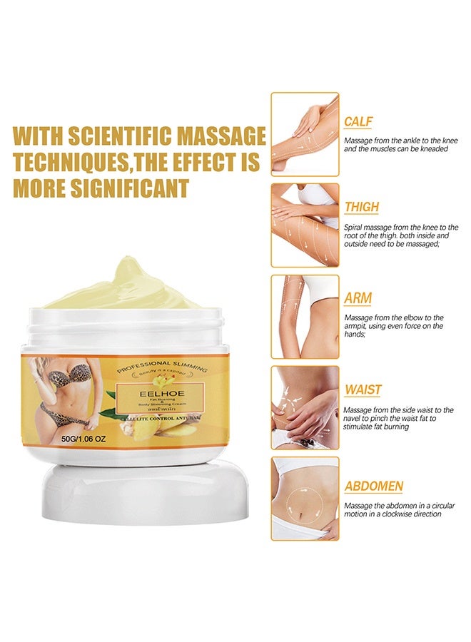 EELHOE Fat Burning & Body Slimming Cream - Ginger Anti Cellulite Hot Cream, Navel Arm Leg Belly Ginger Fat Burning Cream, Body Sculpting Cellulite Workout Cream, Weight Loss Skin Firming Moisturizing Massage Gel for Cellulite, Soothing, Relaxi - Image 3