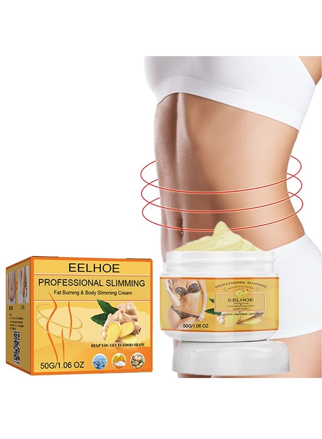 EELHOE Fat Burning & Body Slimming Cream - Ginger Anti Cellulite Hot Cream, Navel Arm Leg Belly Ginger Fat Burning Cream, Body Sculpting Cellulite Workout Cream, Weight Loss Skin Firming Moisturizing Massage Gel for Cellulite, Soothing, Relaxi - Image 1