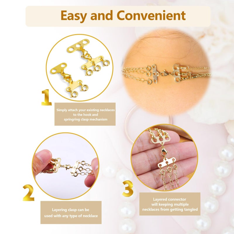 Ash's Choice Necklace Layering Clasps 14K Gold Necklace Separator for Layering Connectors for Multiple Necklacesï¼ˆ2 PCSï¼‰ - Image 2